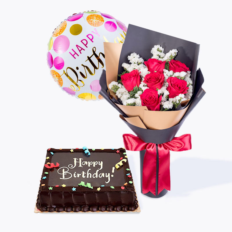 Ultimate Birthday Package Bouquet Cake Balloon