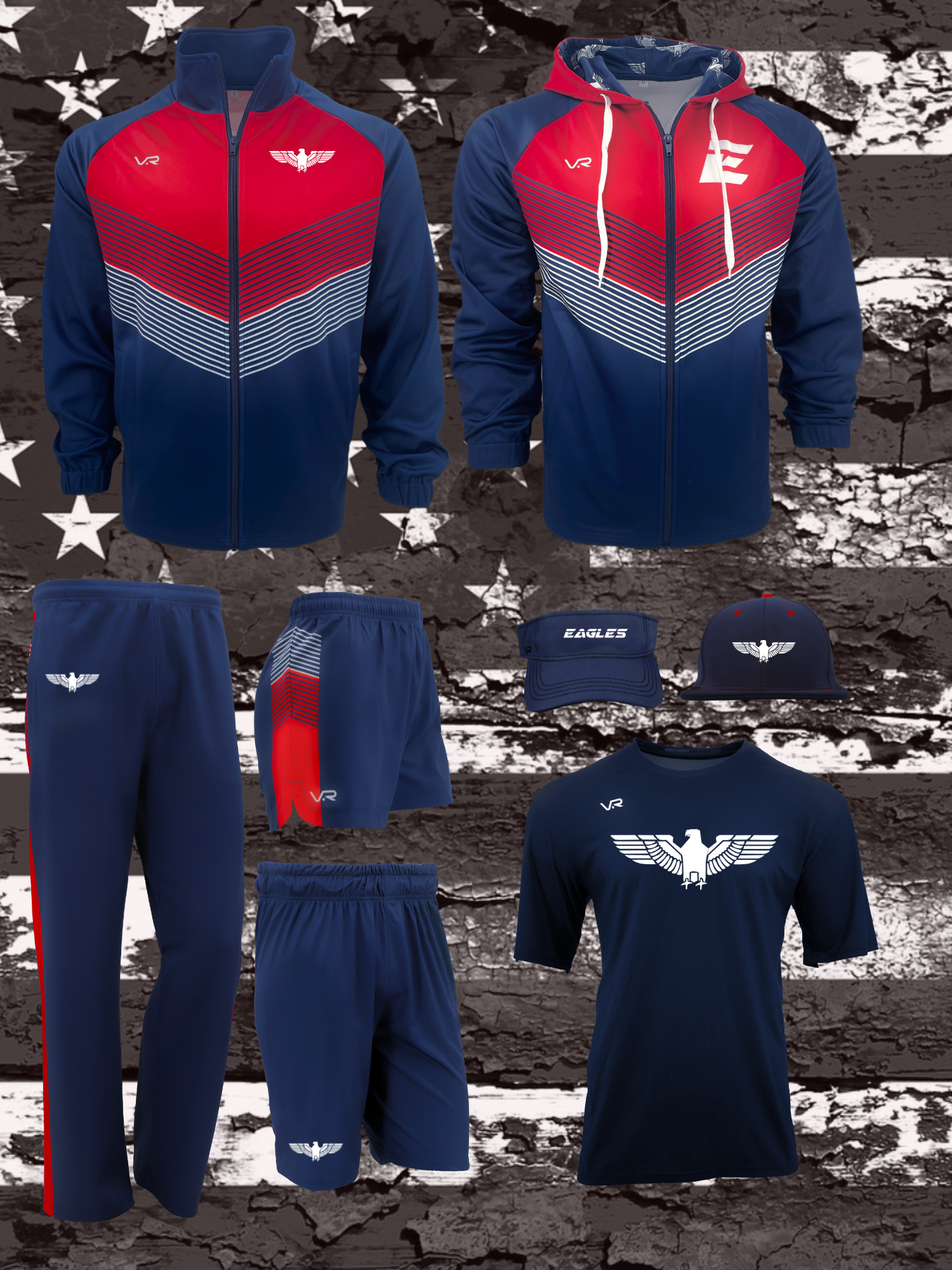 All American Package showing Warmups  Tshirts and Shorts