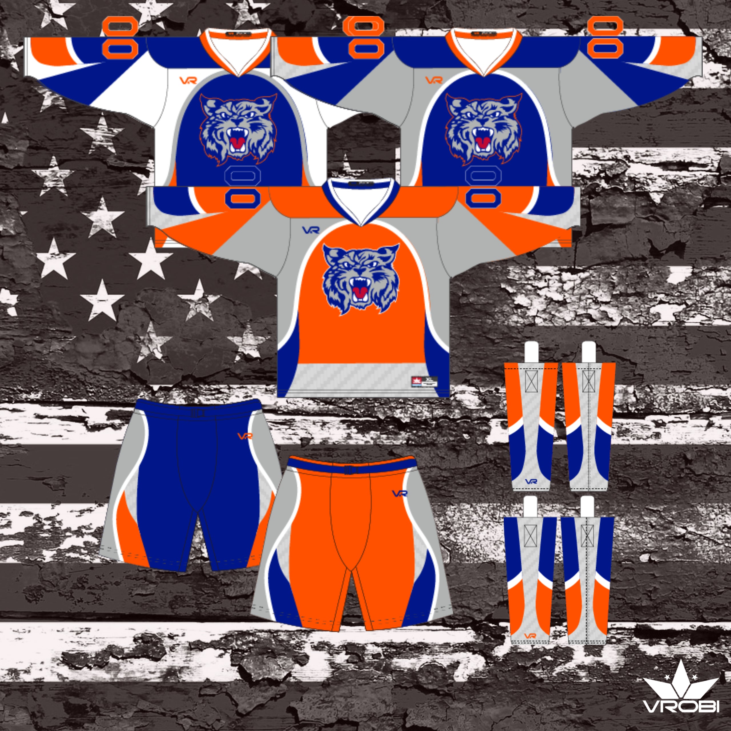 Ice Hockey Platinum Package showing Jerseys Pant Shells and Socks