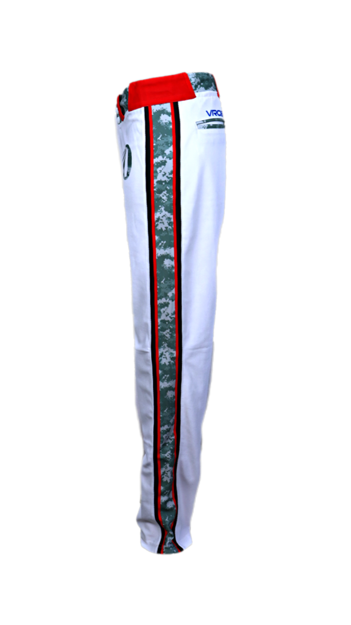 Custom full dye sublimated Slowpitch Softball Pants with custom stripe design showcasing full dye sublimation capabilities