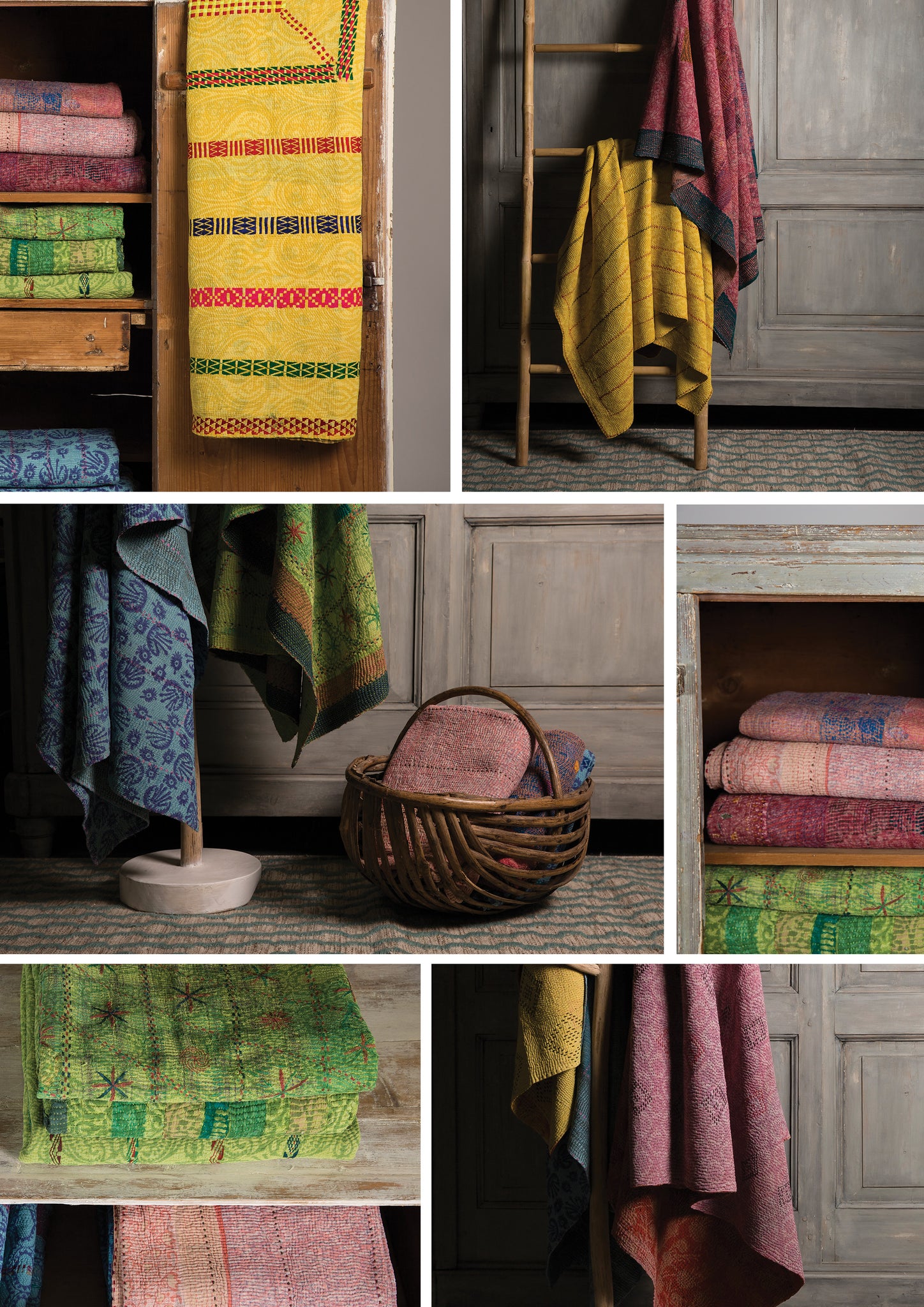 Birdie Fortescue | Antique OVer-Dyed Kantha Quilt Throws