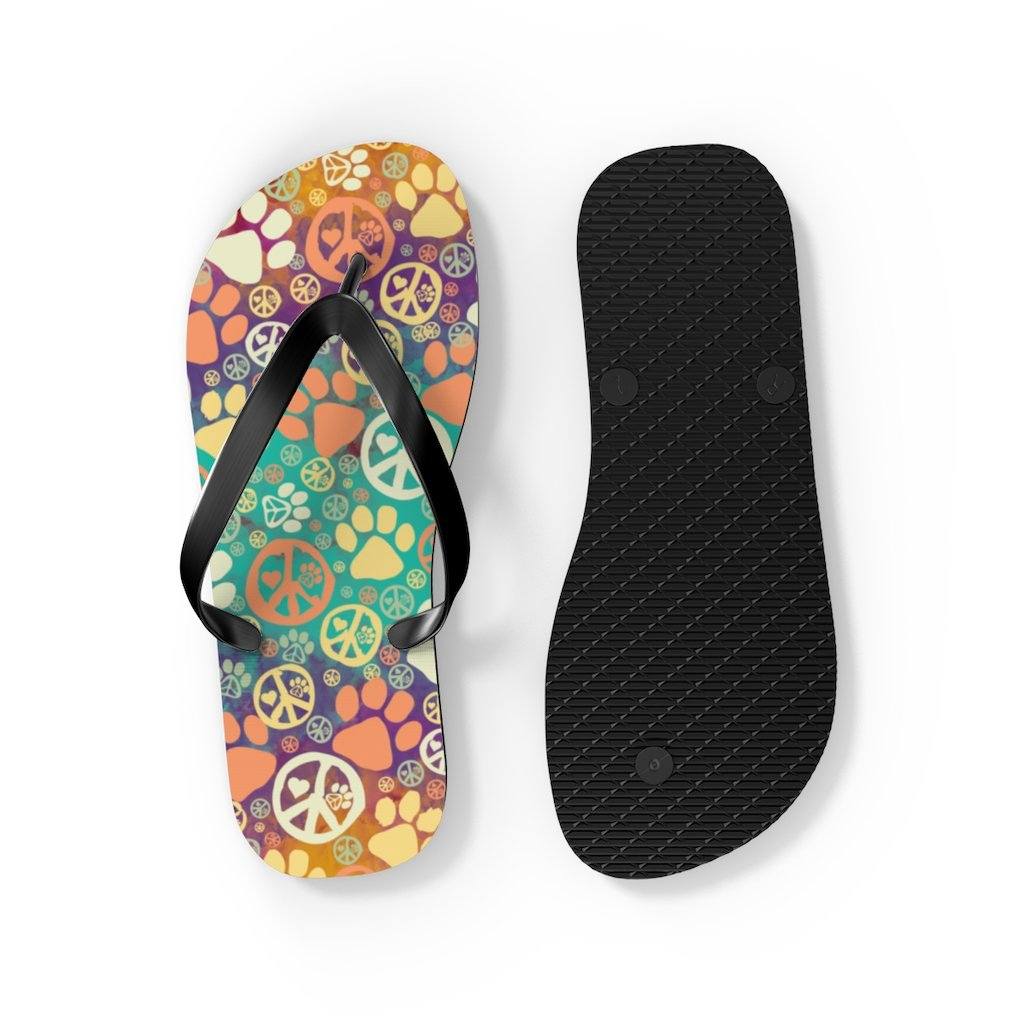 kold Overbevisende Trolley Peace Signs And Paws- Unisex Flip Flops - Hey Jude Shoppe