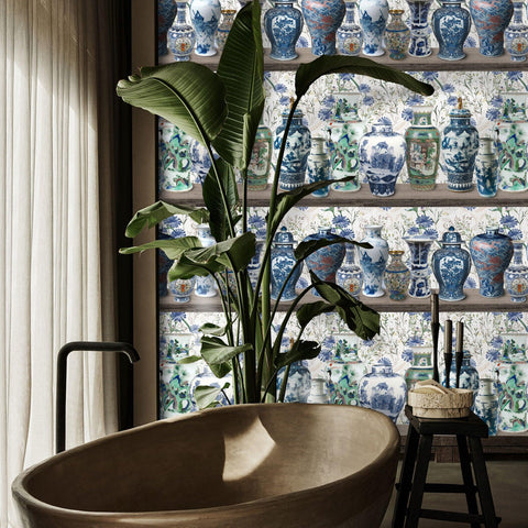 Chinoiserie Wallpaper with Ming Vases - Wallpapers4Beginners