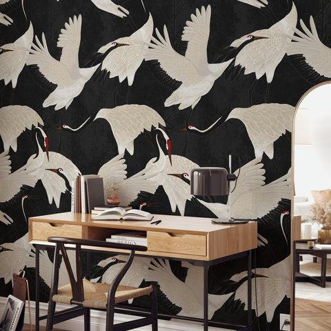 Black Heron Chinoiserie Wallpaper - Wallpapers4Beginners