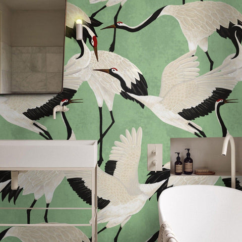 Green Heron Chinoiserie Wallpaper - Wallpapers4Beginners