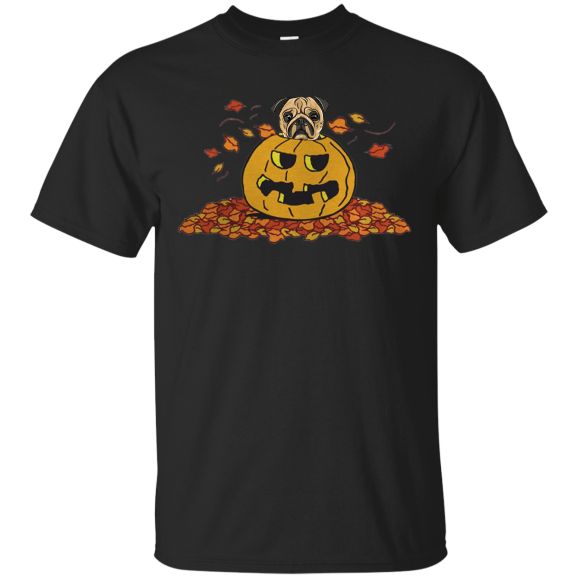 Pumpkin With Baby Pug Funny Halloween T Shirt - Tula Store