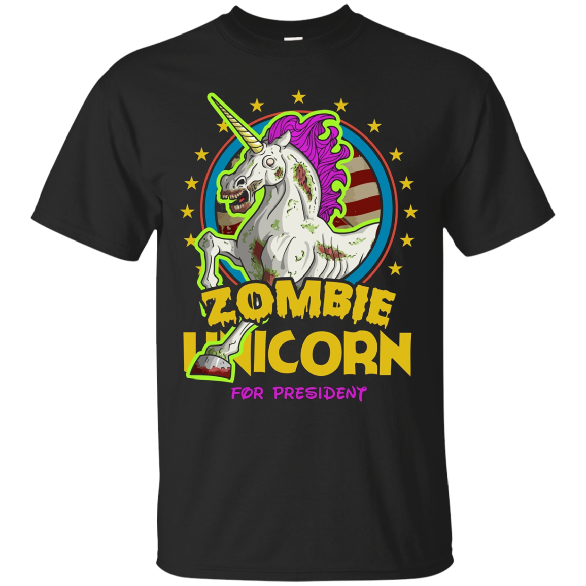 Zombie Unicorn For President! Funny Halloween Tshirt