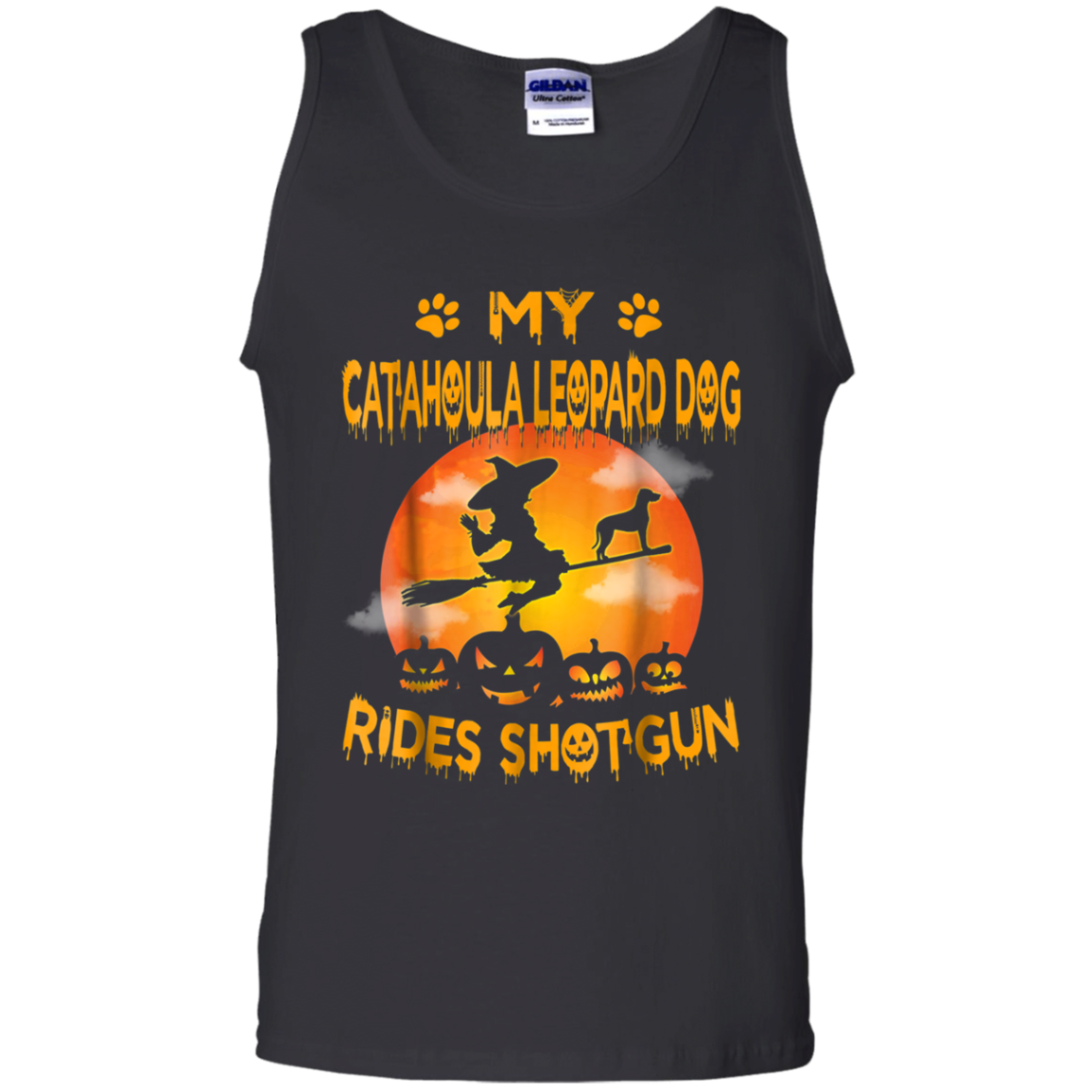 My Catahoula Leopard Dog Rides Shotgun Halloween Shirt Tank Top