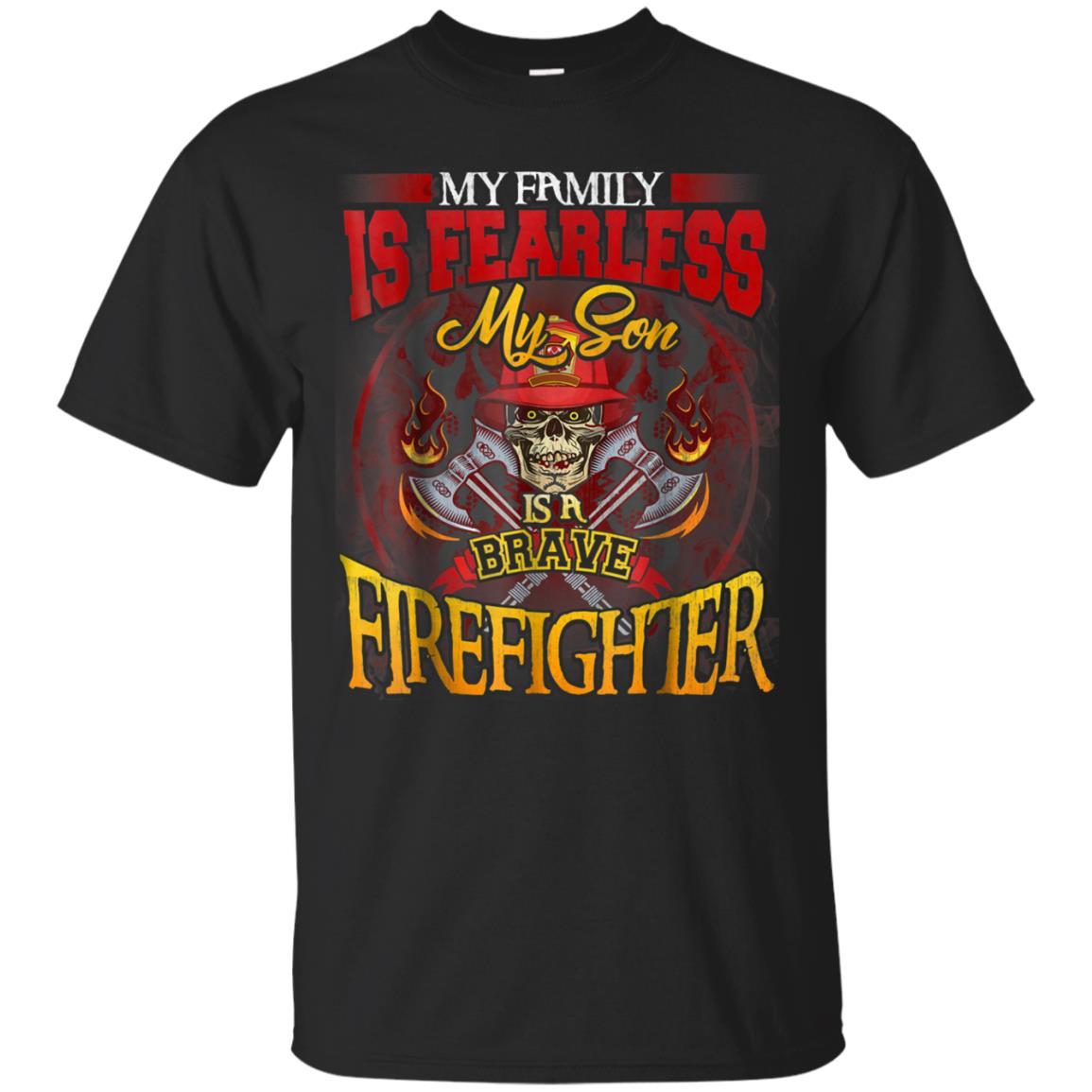 Funny Firefighter Shirts My Son Is A Brave Firefighter Catsolo T-shirt