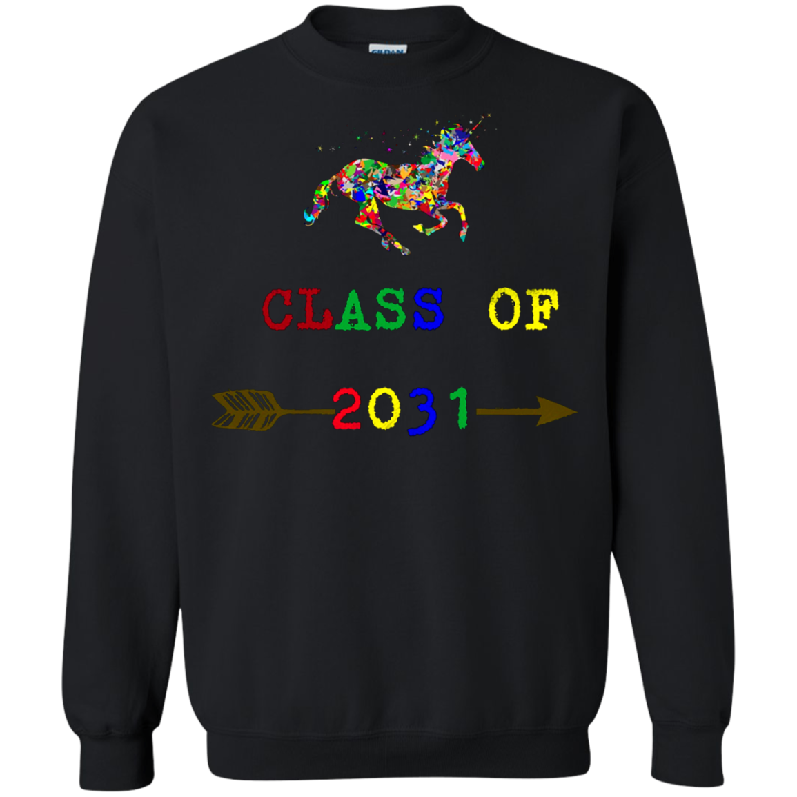 Top Selling Class Of 2031 Rainbow Unicorn Shirt G180 Crewneck Pullover 8 Oz.