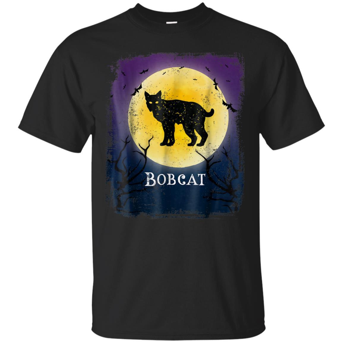 Bobcat Lynx Halloween Shirt Vintage Moon Bats Tee Catsolo Fashion T-shirt