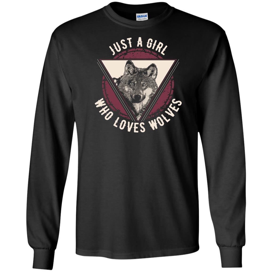 Just A Girl Who Loves Wolves T-shirt Wolf Lovers Gift Long-sleeve-240