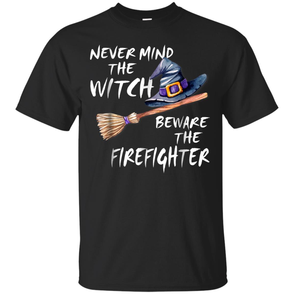 Never Mind The Witch Beware The Firefighter Halloween Tshirt Catsolo T-shirt