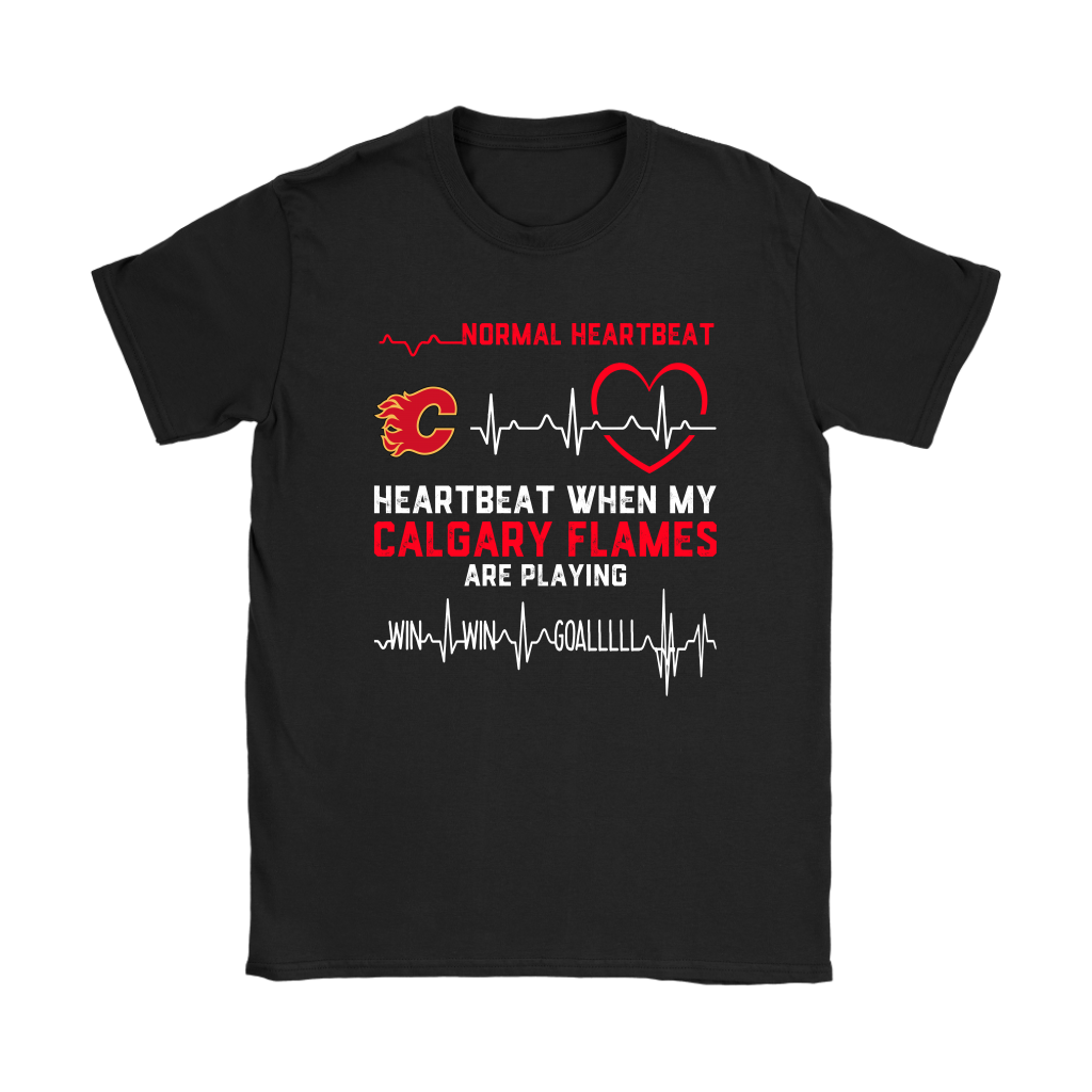 My Heartbeat When My Calgary Flames Are Playing Ice Hockey Shirts 