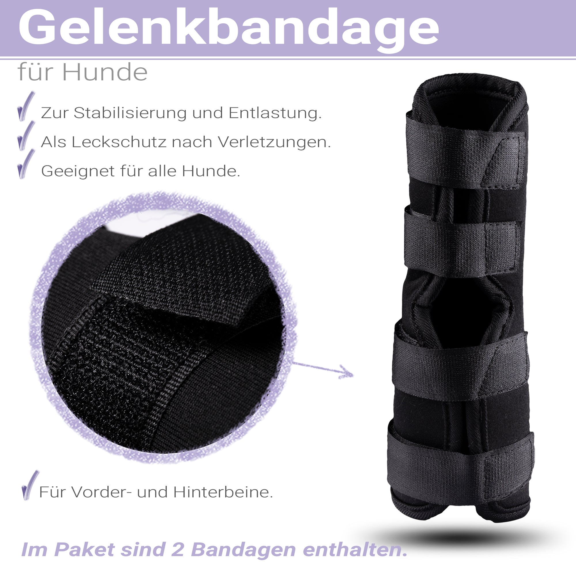 HundeBandage Gelenkbandage Leckschutz für Vorder &amp; Hinterbein 2er