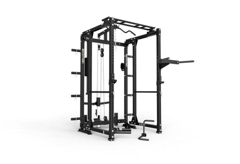 MuscleSquad Phase 2 Freestanding Folding Power Rack with Pulley