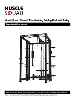 MuscleSquad Freestanding Folding Power Rack with Pulleys manual