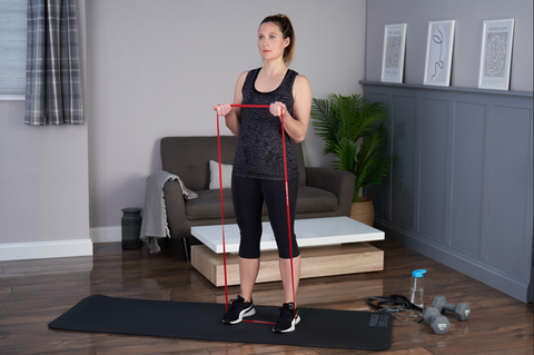 Home gym exercise with a resistant band