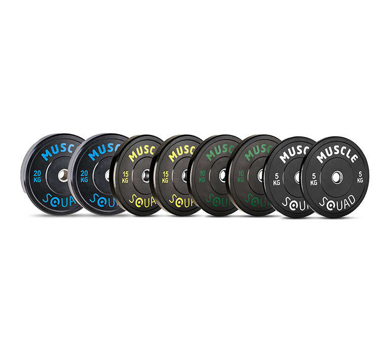 Photos - Barbells & Dumbbells Muscle Squad Rubber Bumper Olympic Weight Plates - 100kg Set - Olympic Sta