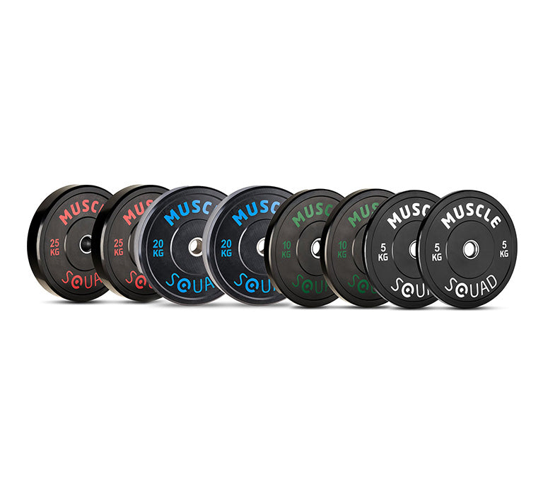 Photos - Barbells & Dumbbells Muscle Squad Rubber Bumper Olympic Weight Plates - 120kg Set - Olympic Sta