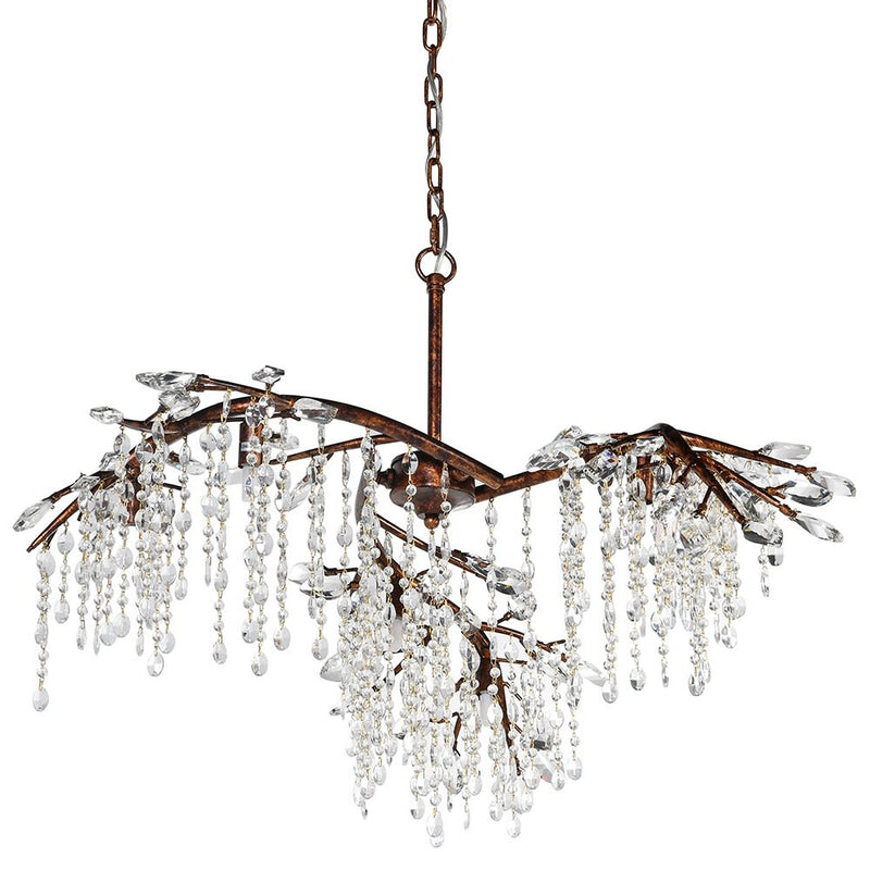 Bronze Branch Chandelier With Crystal Drops – Cotswold Luxe
