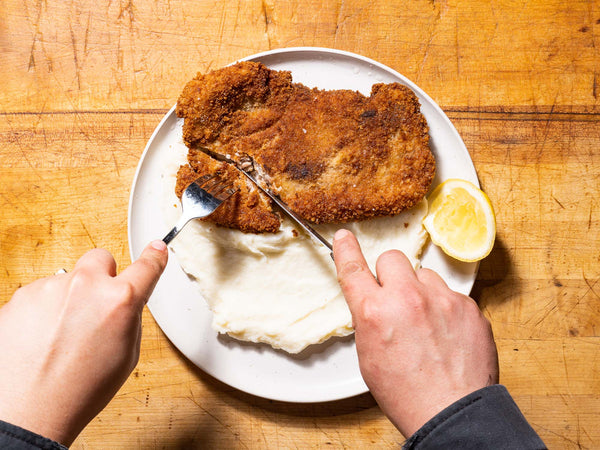 Heritage Pork Schnitzel and Mashed Potatoes