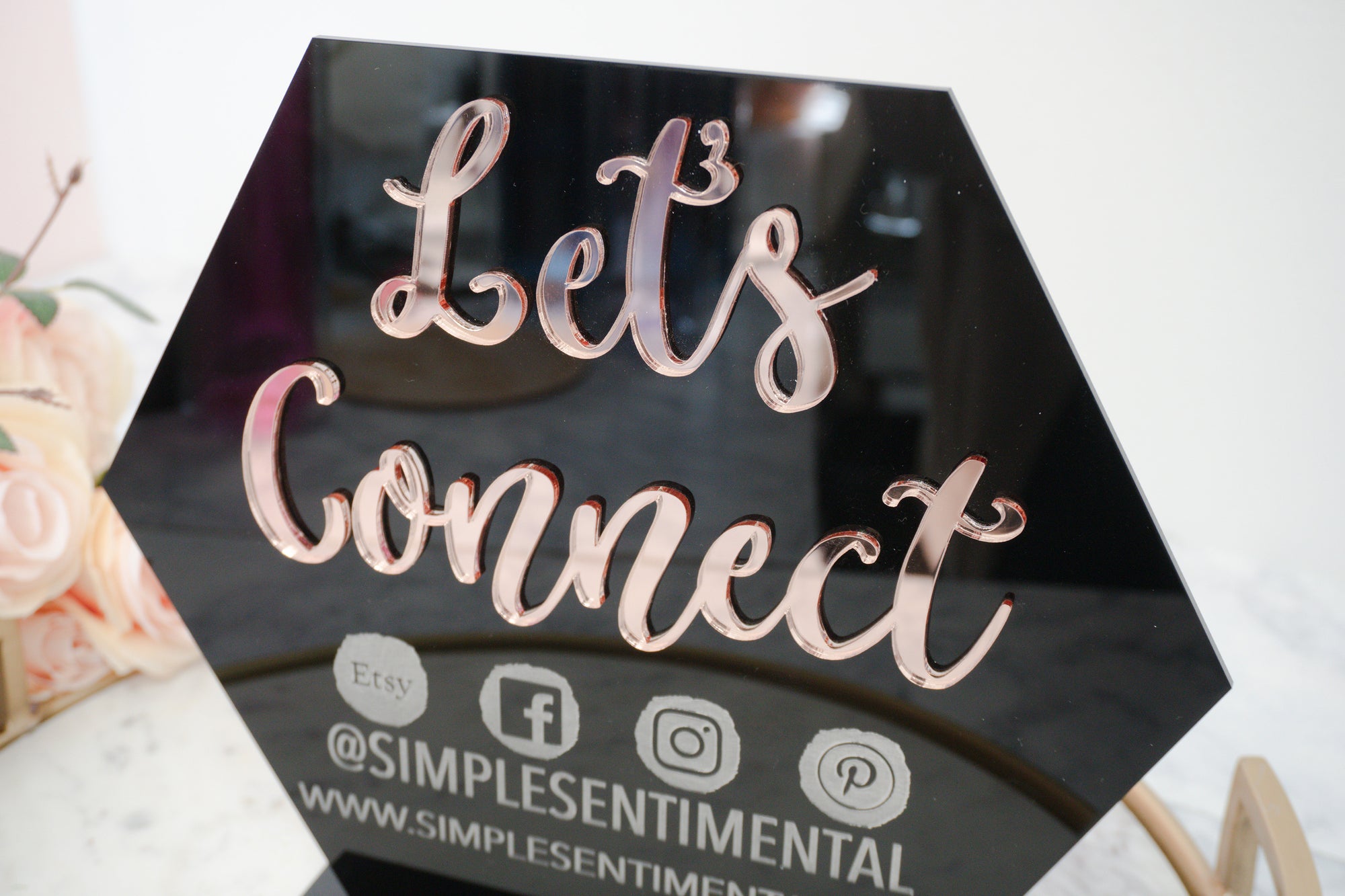 Let's Connect Acrylic Sign for Boutiques & Small Businesses - Simple ...