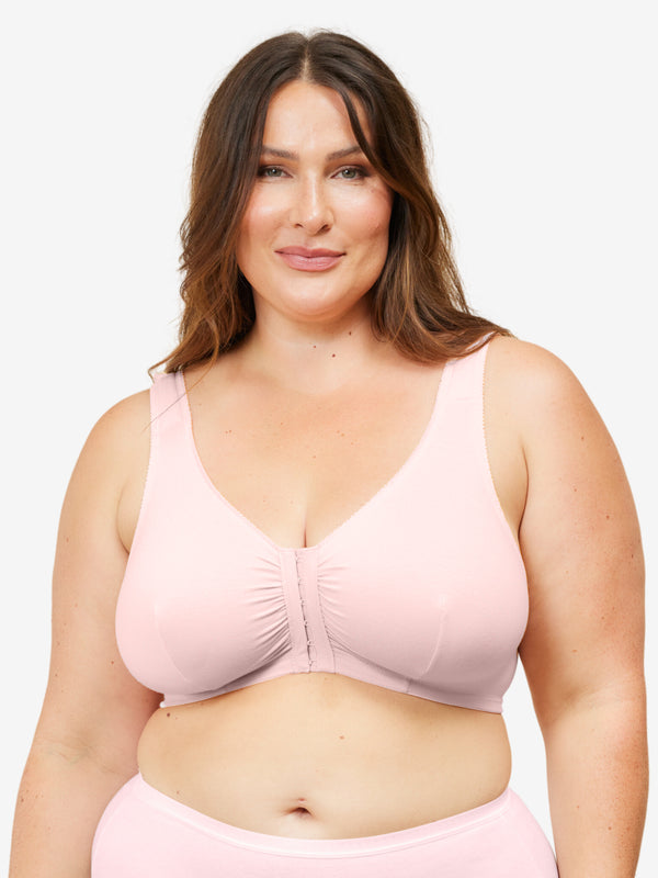 Leading Lady The Meryl - Cotton Front-closure Comfort & Sleep Bra In  Heather Grey, Size: 52f/g/h : Target
