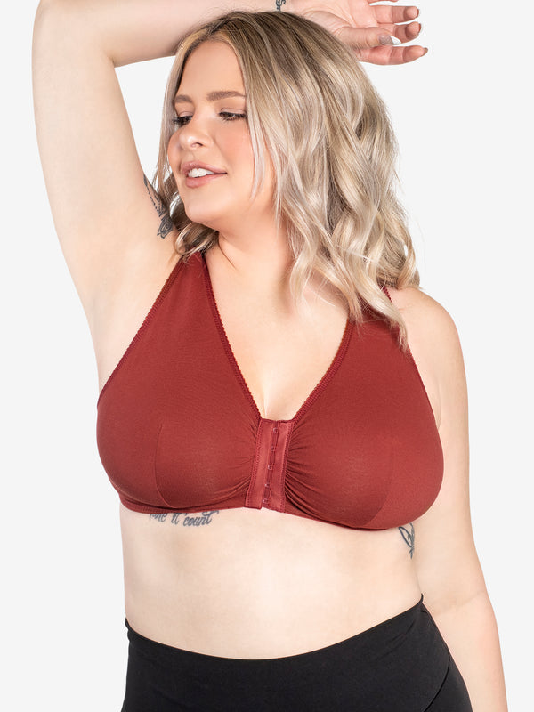 Leading Lady The Meryl - Cotton Front-closure Comfort & Sleep Bra In Ecru,  Size: 34f/g/h : Target