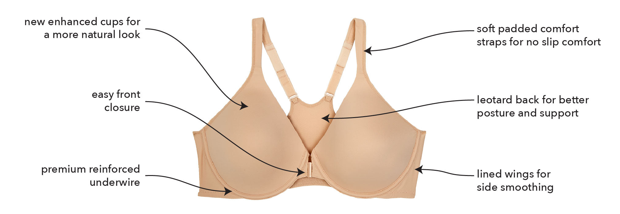 The Brigitte Racerback - Seamless Front Closure Underwire Bra | 5415 - Product Detail View