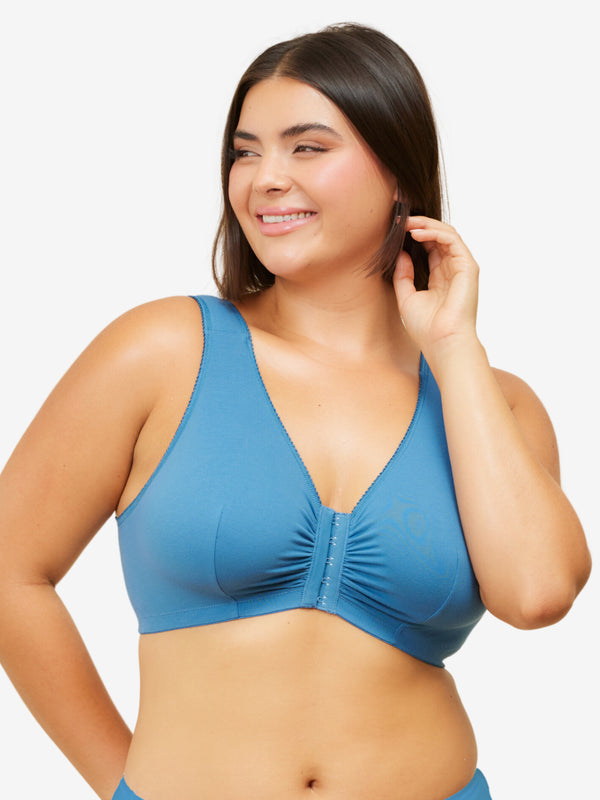 JANDEL Easy On Front Closure Wireless Comfort Bra for Women, Wireless  Cotton Sleep Bras, Size 80/36-100/44 