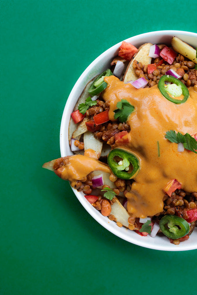 Loaded Chili Cheese Fries (Vegan, GlutenFree, DairyFree) Core and Rind