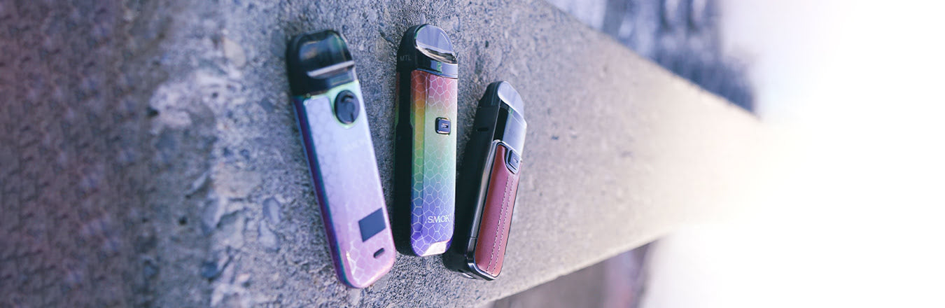 Three SMOK Nord 50W devices in different colours