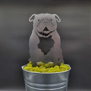 English Bulldog Corten Steel Outdoor Silhouette - 3 Red Rovers