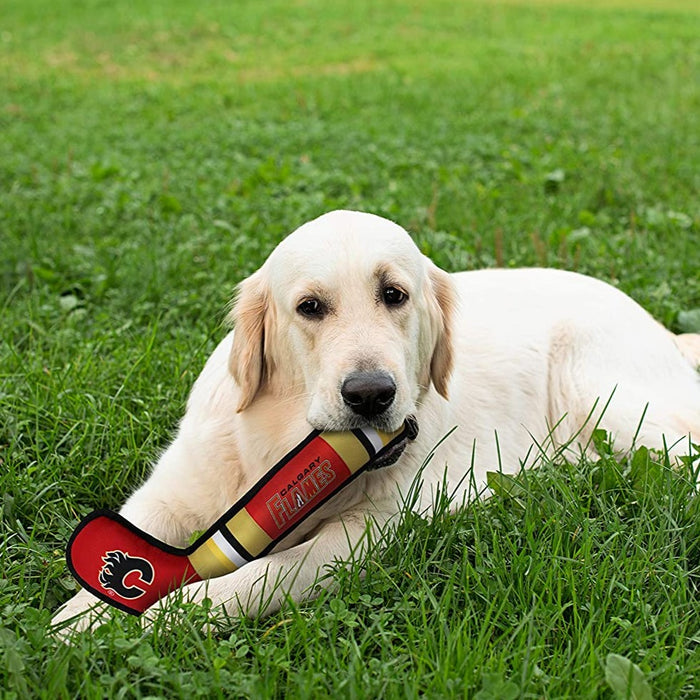 Pets First NHL Chicago Blackhawks Hockey Stick Toy for Dogs & Cats -  Heavy-Duty, Durable Dog Toy with Squeaker