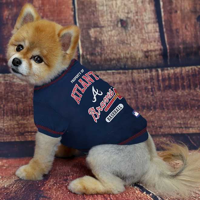 Pets First Atlanta Braves Pet Hoodie T-Shirt - Medium