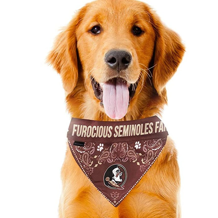 Pets First College Florida State Seminoles Pet Bandana, 3 Sizes Available.  With Collar 