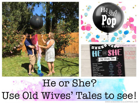 Collage of gender reveal party props