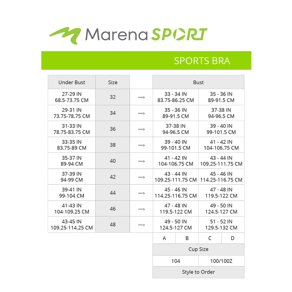 Lorna Sports Bra Size Chart