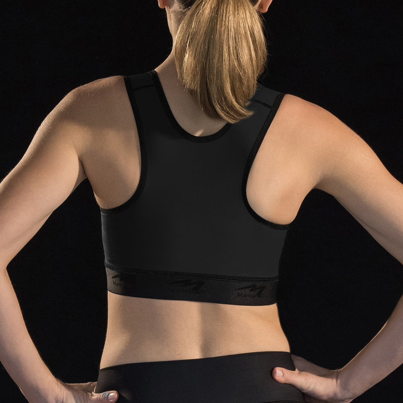 Evie Mid-Support Sports Bra Black Plus Compression fabric, 3X