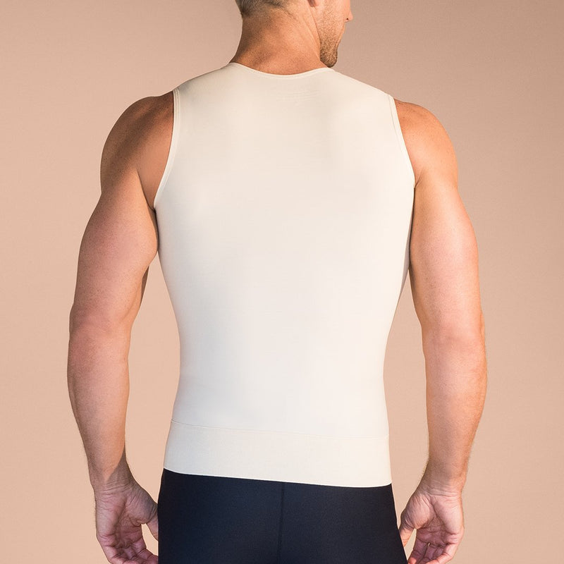 Male Short Sleeve Abdominal Cosmetic Surgery Compression Vest with Zip