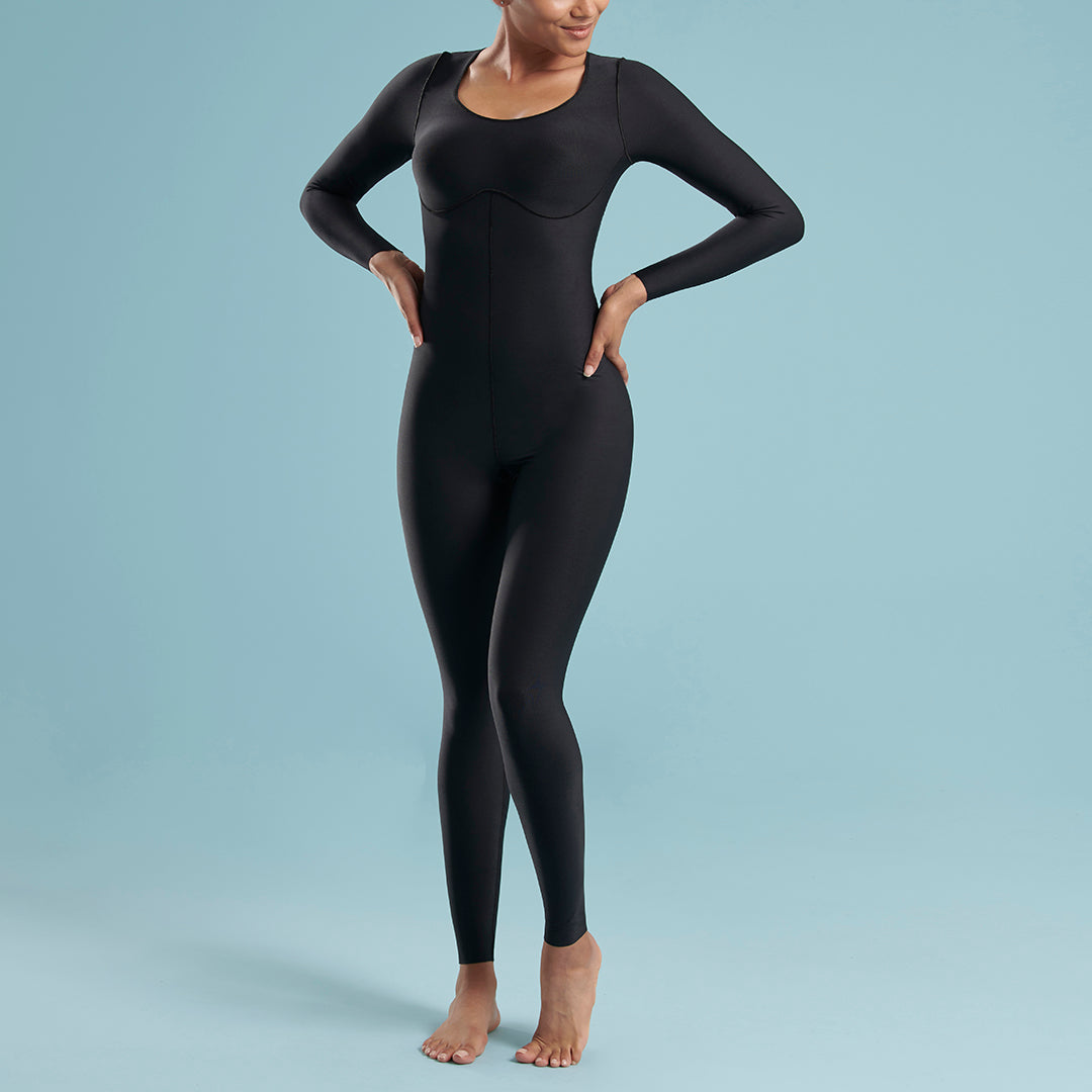 OUTLET Black 3/4 Sleeve Bodysuit with Short Legs