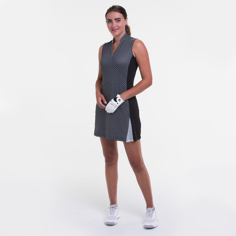 Sleeveless Faux Wrap Geo Print Dress – EPNY