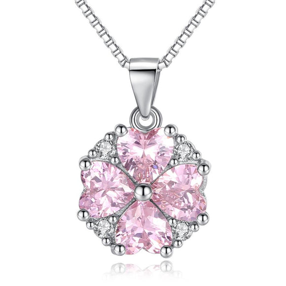 925 Sterling Silver Cubic Zirconia Pink Heart Necklace – Mo'Mo' Jewels