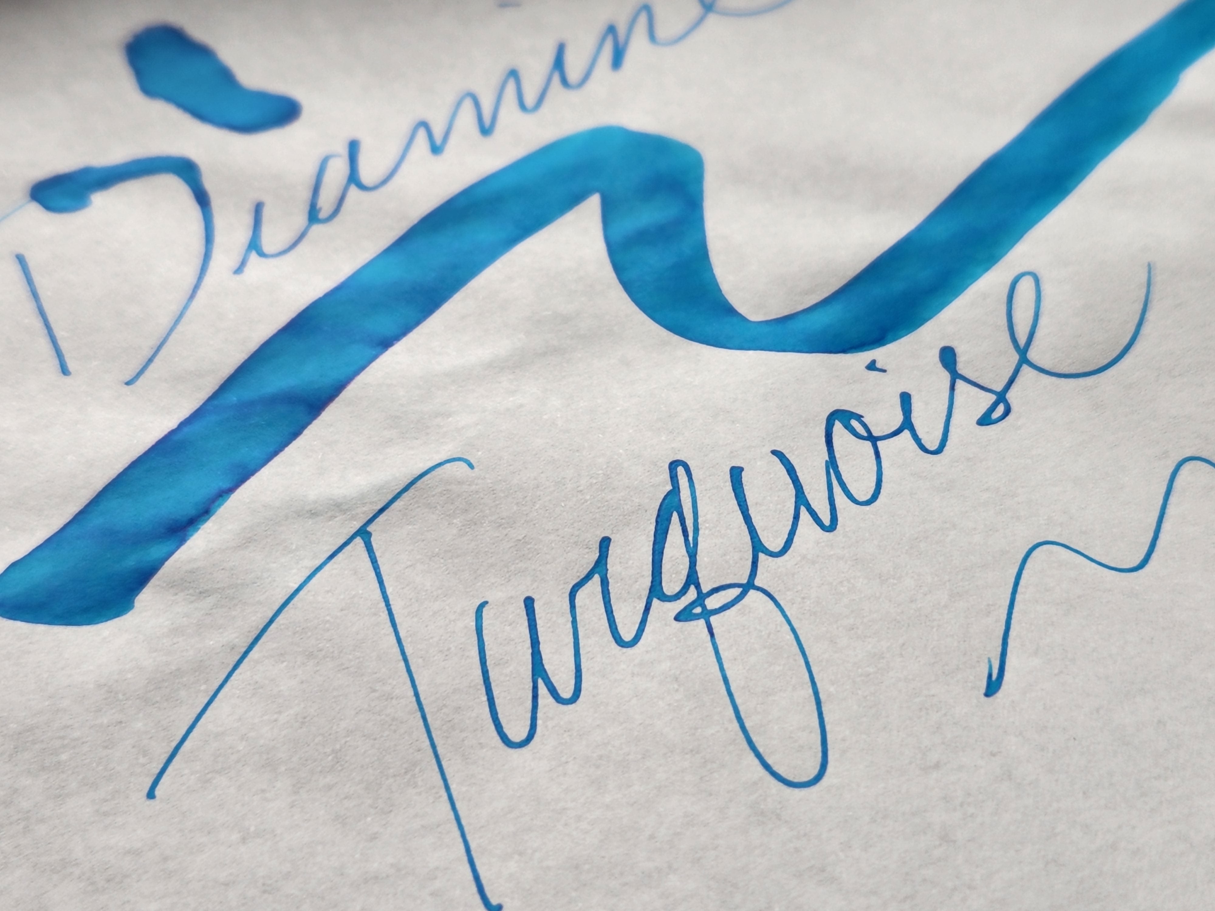 Close-up writing sample of Diamine Turquoise fountain pen ink