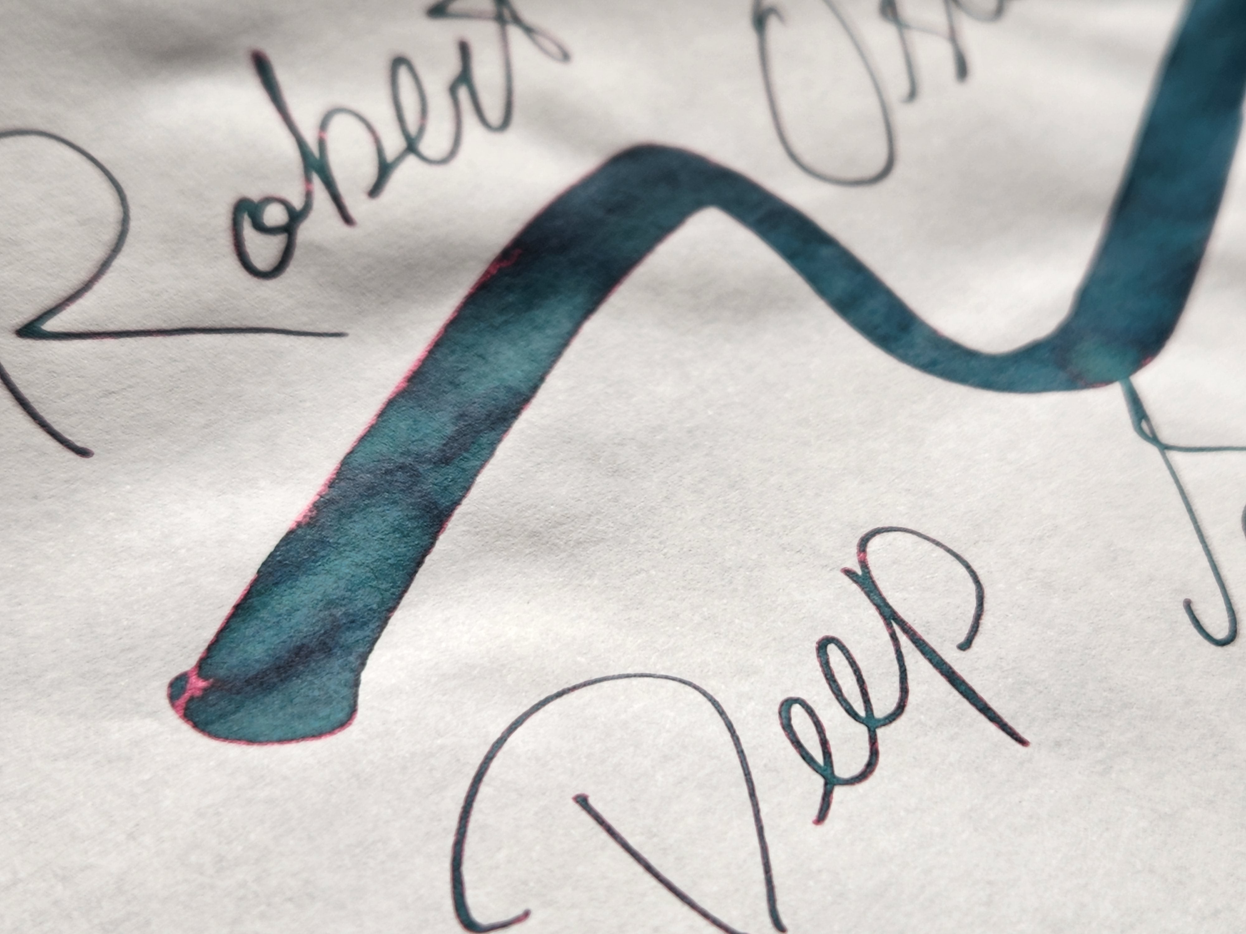 Close-up writing sample of Robert Oster Deep Sea fountain pen ink