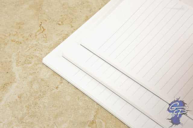 Close up of the lined paper inside an Apica notebook