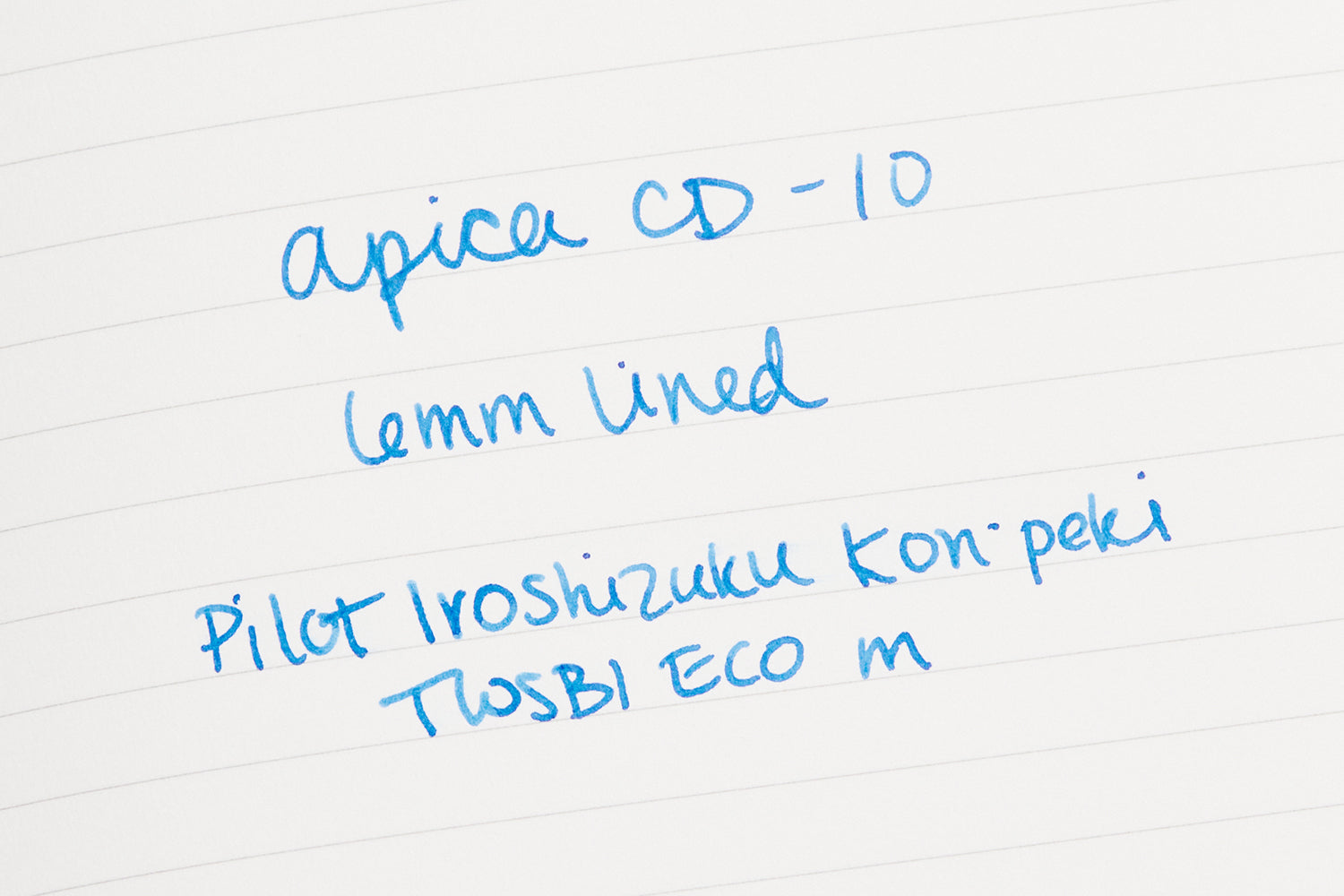 Writing sample in an Apica CD-10 lined notebook
