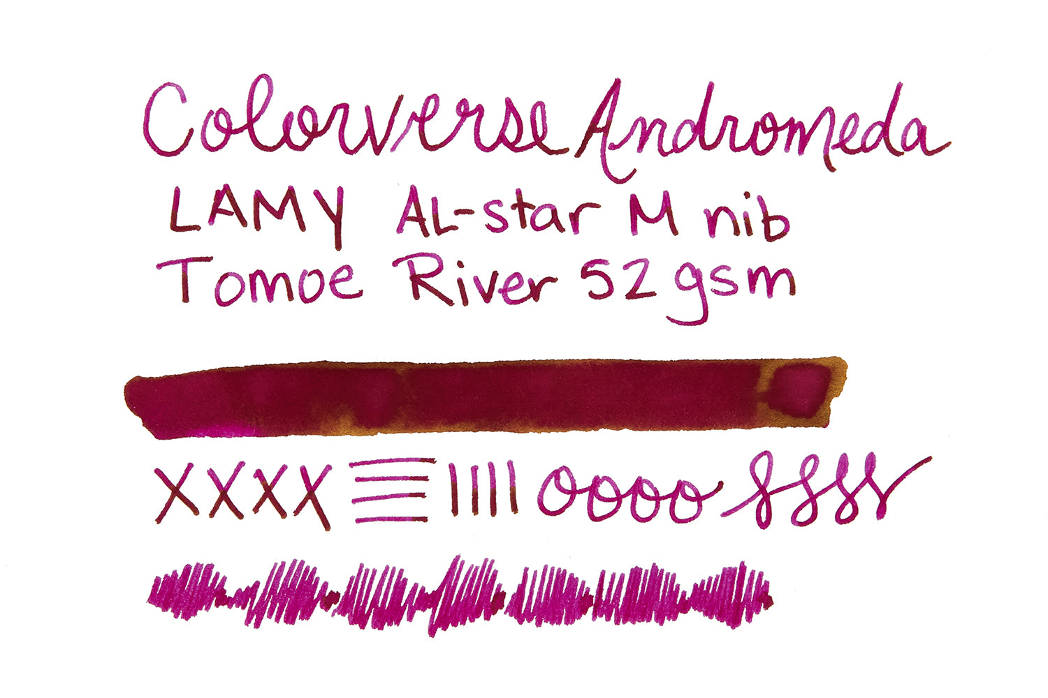 Colorverse Andromeda fountain pen ink review on Tomoe River paper