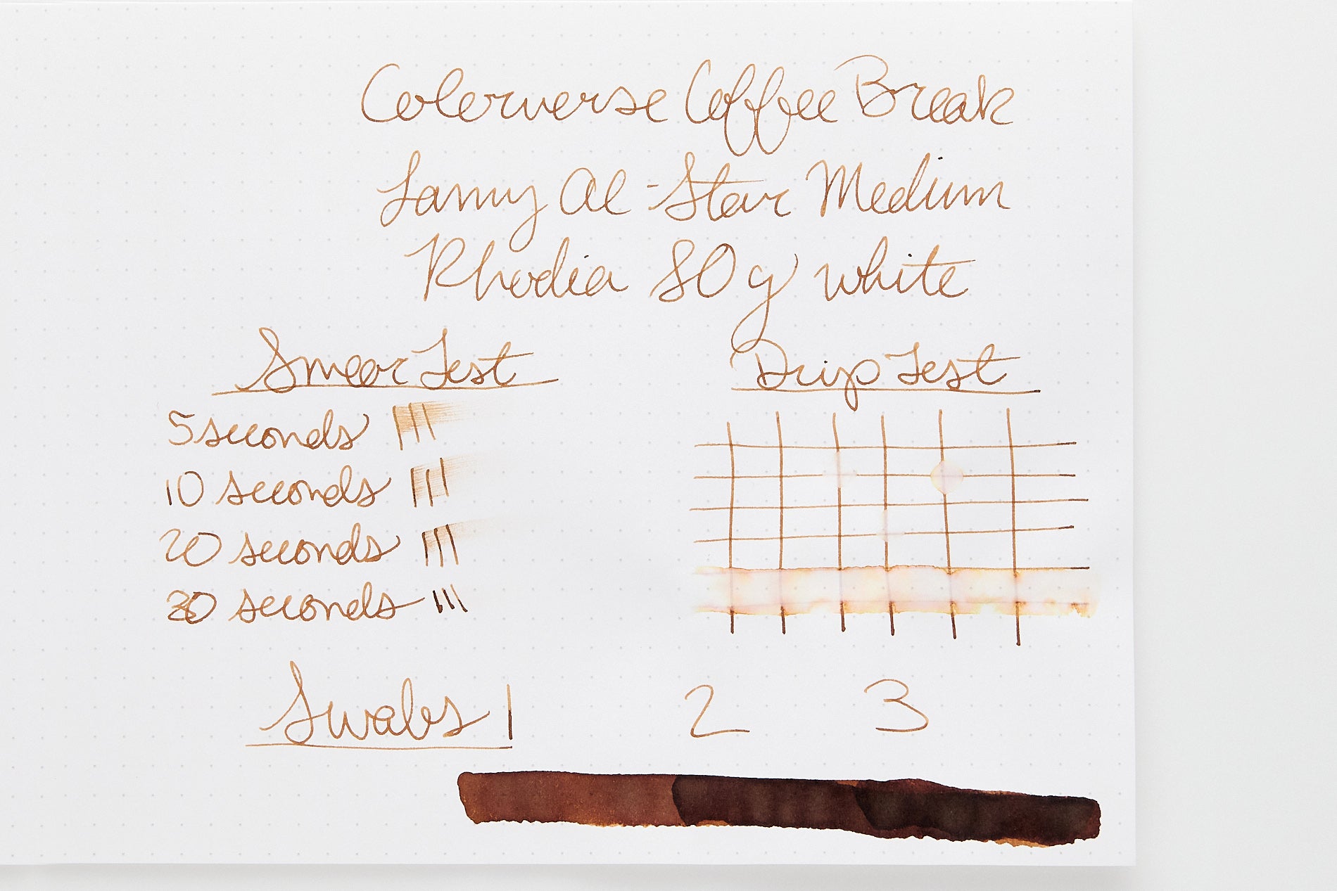 Colorverse Coffee Brown Ink Review on Rhodia paper